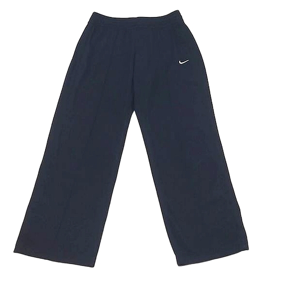 Nike Athletic Jogger Sweatpants Black Swoosh Logo Lounge Pant Drawstring Pull On - Picture 1 of 16